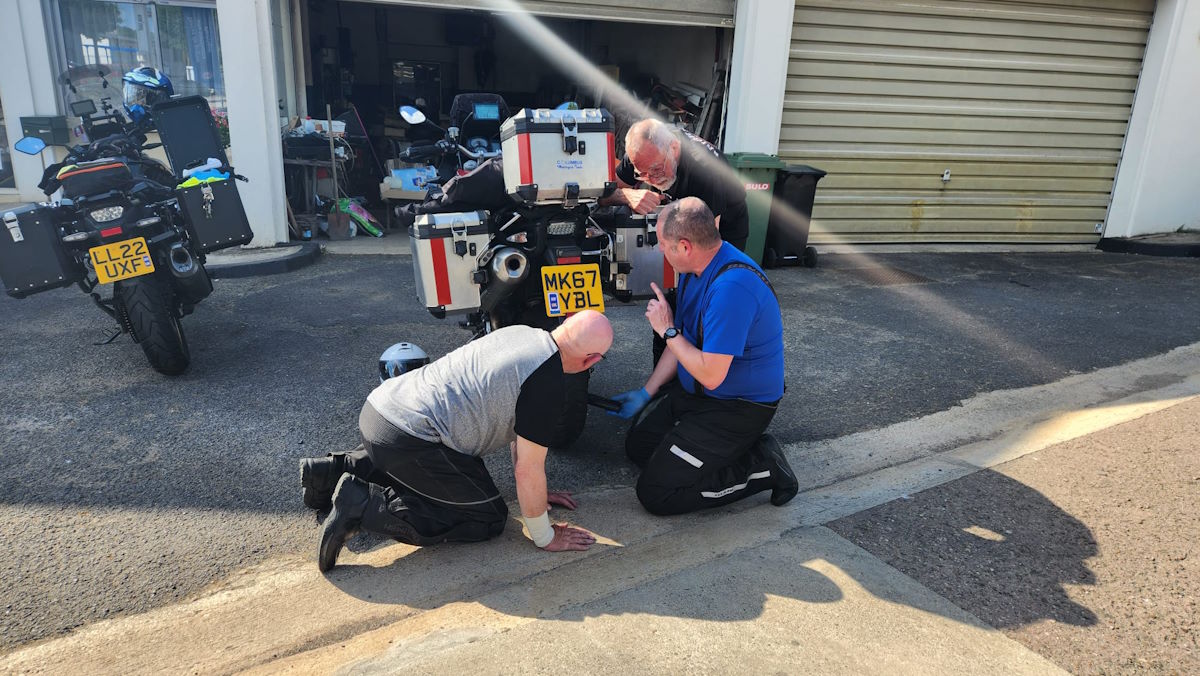 Ardennes roads Belgium motorcycle tour puncture repair