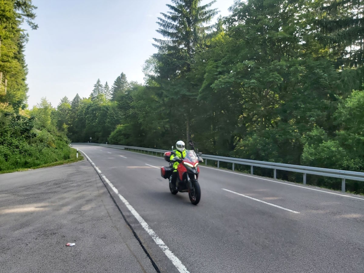 B500 Black Forest road early morning motorcycle tour Germany
