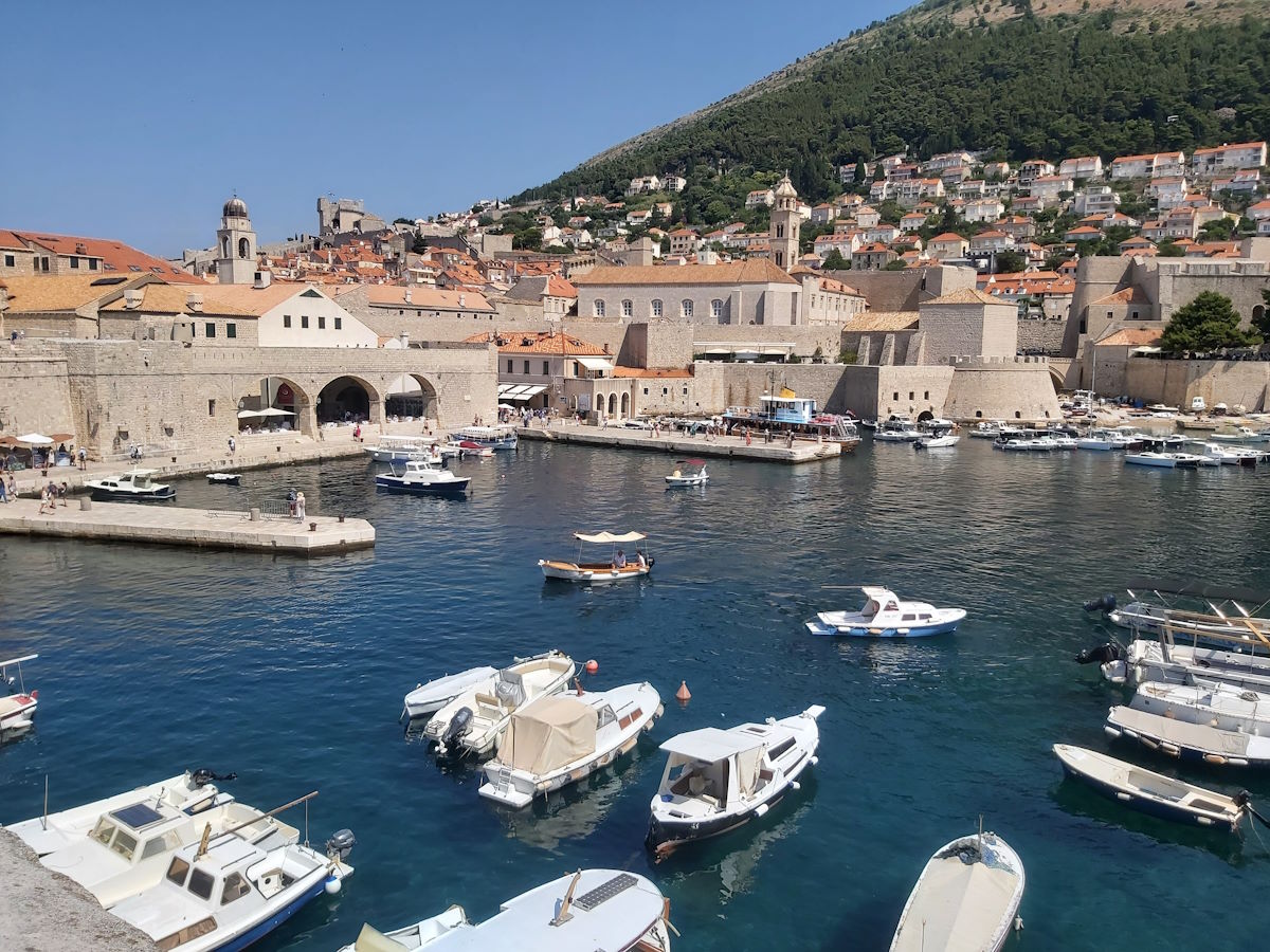 Boat excursion Dubrovnik harbor Adriatic coast Croatia
