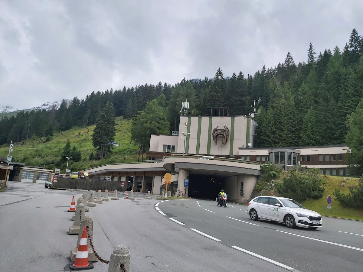 Felbertauern tunnel Austria Italy border Dolomites entrance motorcycle tour