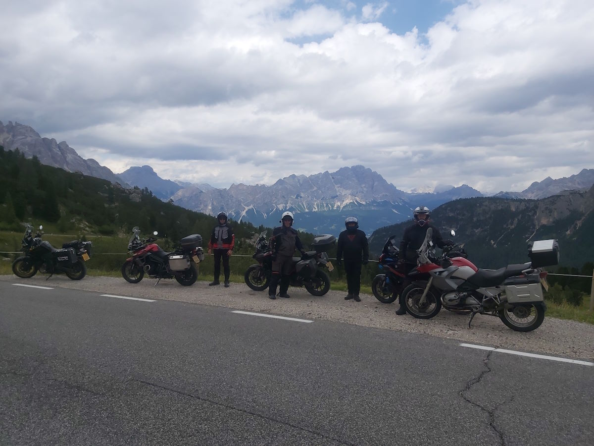 Passo Pordoi Dolomites Italy 10 passes one day breathtaking scenery motorcycle tour