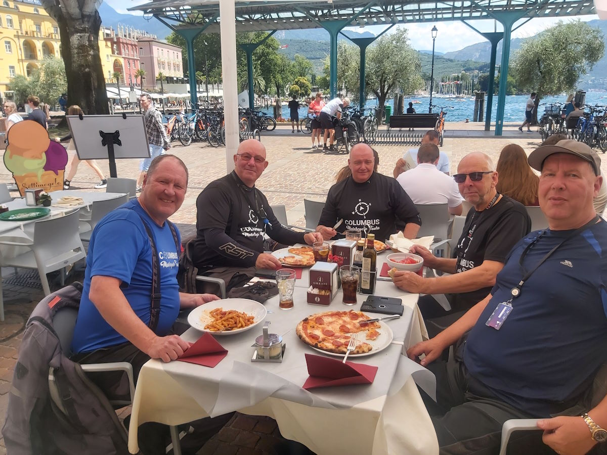 Lake Garda Italy lunch pizza and pasta lakeside boutique hotel motorcycle tour