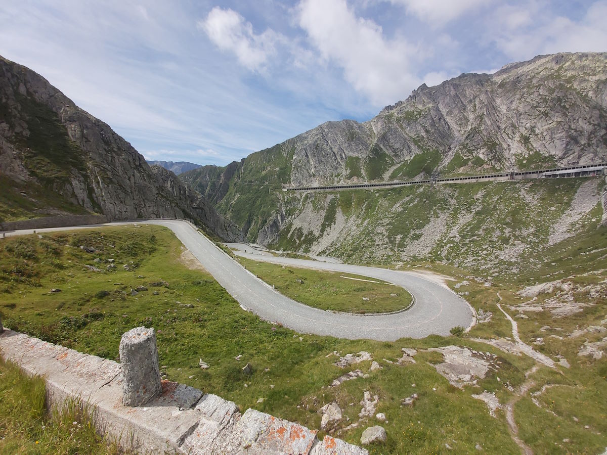 Tremola San Gottardo cobbled hairpins Switzerland Alps motorcycle tour