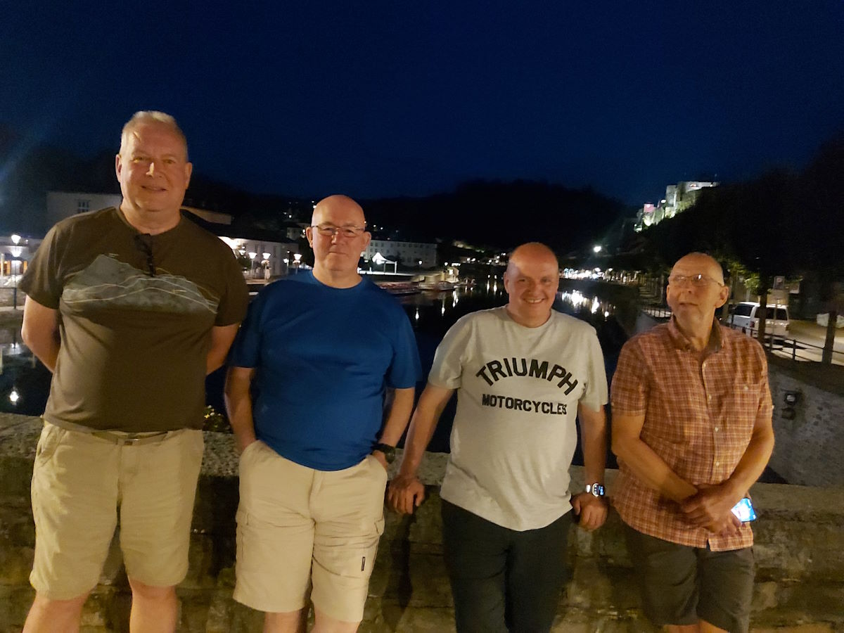 Last night in Bouillon Ardennes Belgium final evening Alps Dolomites Grand Tour motorcycle