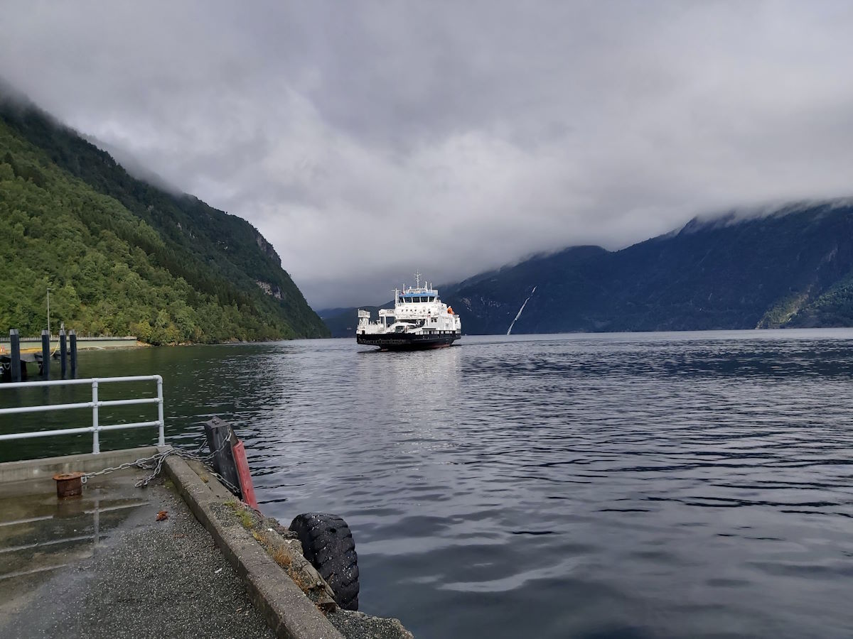 Electric Ferry crossing Geiranger Columbus Tours group Norway