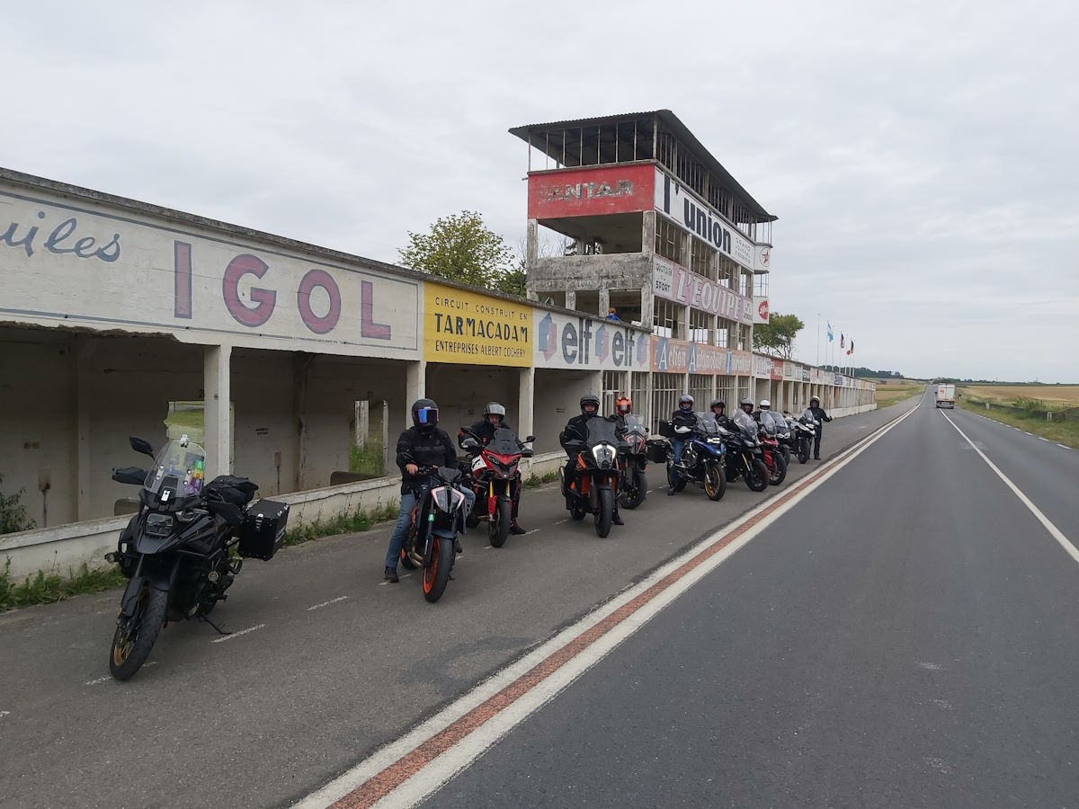 Reims Gueux historic race circuit grandstand France motor sport heritage Columbus tour