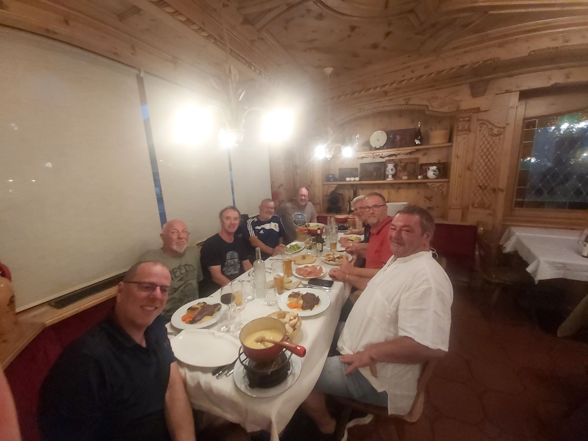Columbus tour group cheese fondue dinner restaurant du fromage Jura Mountains Route Napoleon day 2 September 202