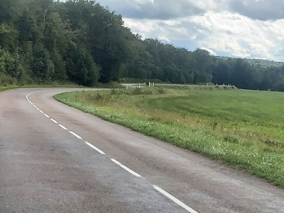 French countryside D roads sweeping bends traffic free back roads Challons en Champagne route