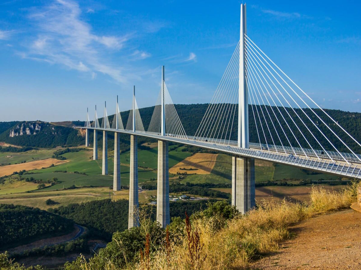 Millau Viaduct bridge France iconic landmark Sardinia Corsica motorcycle tour route